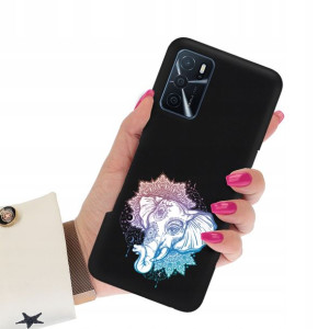 Etui Matowe Czarne do OPPO A54S Subtelne Top Wzory