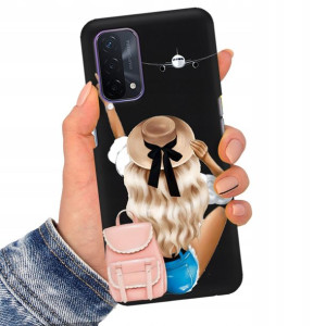 Etui Matowe Czarne do OPPO A74 5G Serialowe Wzory