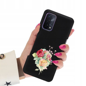 Etui Matowe Czarne do OPPO A74 5G Subtelne Wzory