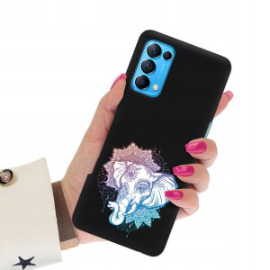 Etui Matowe Czarne do OPPO RENO 5 4G Case Wzory