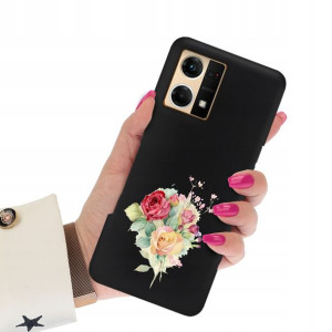 Etui Matowe Czarne do OPPO RENO 7 4G Case Wzory