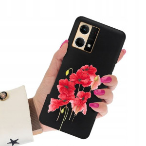 Etui Matowe Czarne do OPPO RENO 7 4G Wiosna Wzory