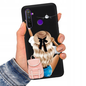 Etui Matowe Czarne do REALME 5 PRO Serialowe Wzory