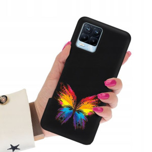 Etui Matowe Czarne do REALME 8 PRO Subtelne Wzory