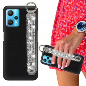 Etui Matowe Czarne do REALME 9 PRO Pasek Cyrkonie