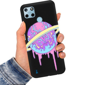Etui Matowe Czarne do REALME C25Y Art Sztuka Wzory