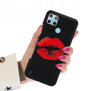 Etui Matowe Czarne do REALME C25Y Wiosenne Wzory