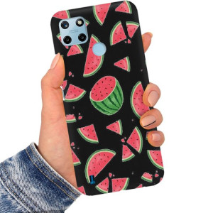 Etui Matowe Czarne do REALME C25Y Wiosenne Wzory