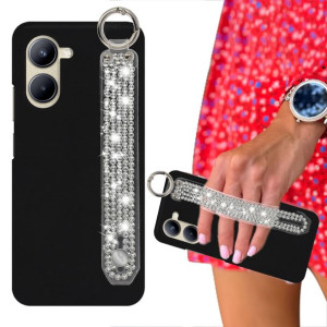 Etui Matowe Czarne do REALME C33 Pasek Cyrkonie