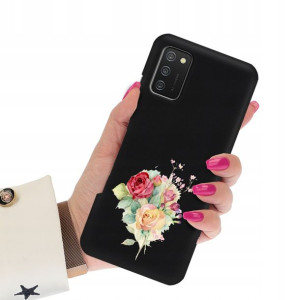 Etui Matowe Czarne do SAMSUNG A02s Subtelne Wzory