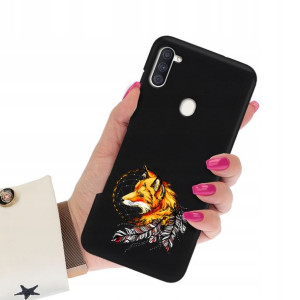 Etui Matowe Czarne do SAMSUNG A11 Subtelne Wzory