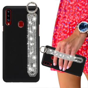 Etui Matowe Czarne do SAMSUNG A20s Pasek Cyrkonie