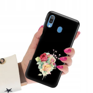 Etui Matowe Czarne do SAMSUNG A30 Subtelne Wzory
