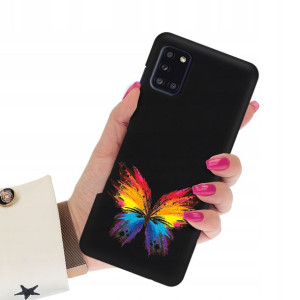 Etui Matowe Czarne do SAMSUNG A31 Subtelne Wzory