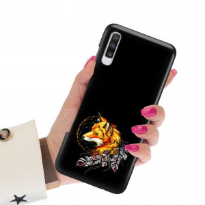 Etui Matowe Czarne do SAMSUNG A70 Subtelne Wzory