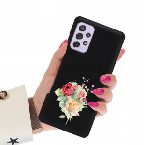 Etui Matowe Czarne do SAMSUNG A72 Subtelne Wzory