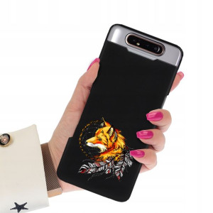 Etui Matowe Czarne do SAMSUNG A80 Subtelne Wzory