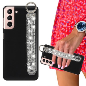 Etui Matowe Czarne do SAMSUNG S21 Pasek Cyrkonie