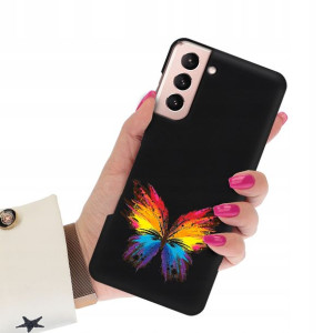 Etui Matowe Czarne do SAMSUNG S21 Subtelne Wzory