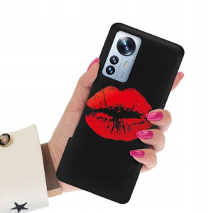 Etui Matowe Czarne do XIAOMI 12 PRO Wiosna Wzory