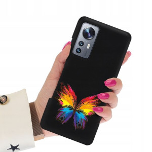 Etui Matowe Czarne do XIAOMI 12 Subtelne Top Wzory