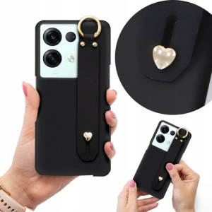 Etui Matowe Czarne z Paskiem do OPPO RENO 8 PRO 5G