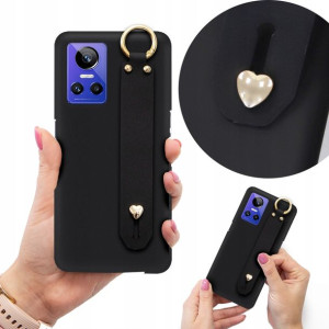 Etui Matowe Czarne z Paskiem do REALME GT NEO 3 5G
