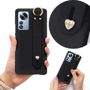 Etui Matowe Czarne z Paskiem do XIAOMI 12 PRO 5G