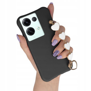 Etui Matowe Czarne Łań Serce do OPPO RENO 8 PRO 5G