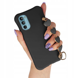 Etui Matowe Czarne Łańcuch Serce do MOTOROLA G82