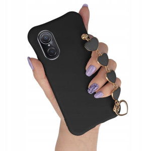 Etui Matowe Czarne Łańcuszek do HUAWEI NOVA 9SE