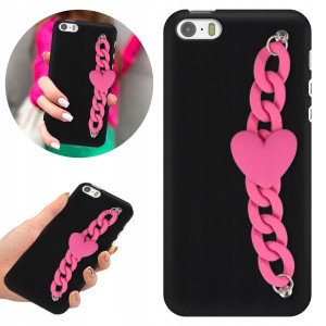 Etui Matowe Czarne Łańcuszek do IPHONE 5G Blink 09