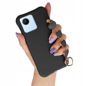 Etui Matowe Czarne Łańcuszek Serce do REALME C30