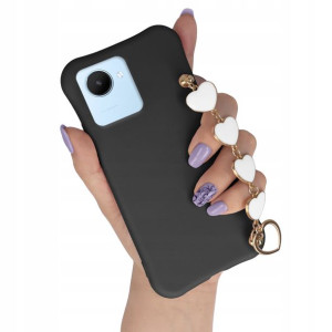 Etui Matowe Czarne Łańcuszek Serce do REALME C30