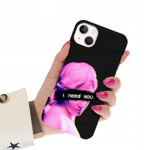Etui Matowe Czarny do IPHONE 14 PLUS Sztuka Wzory