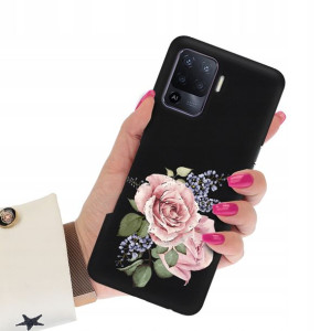 Etui Matowe CZARNY do OPPO RENO 5 LITE Top Wzory
