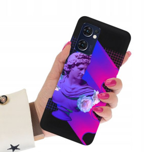 Etui Matowe Czarny do OPPO RENO 7 5G Art Top Wzory