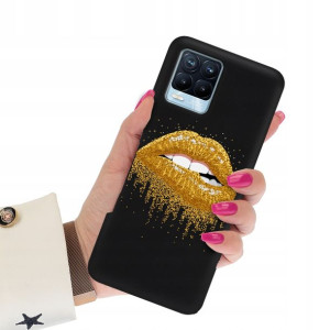 Etui Matowe CZARNY do REALME 8 Wiosenne Top Wzory