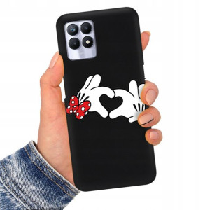 Etui Matowe CZARNY do REALME 8i Obudowa Case Wzory
