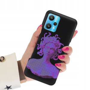 Etui Matowe Czarny do REALME 9 PRO Sztuka Wzory
