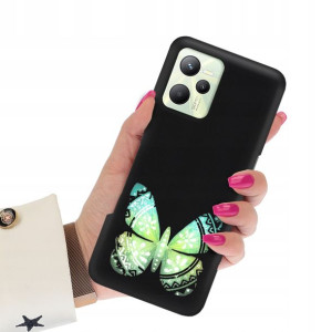 Etui Matowe Czarny do REALME C35 Subtelne Wzory