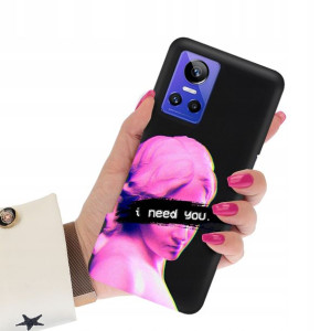 Etui Matowe Czarny do REALME GT NEO 3 5G Art Wzory