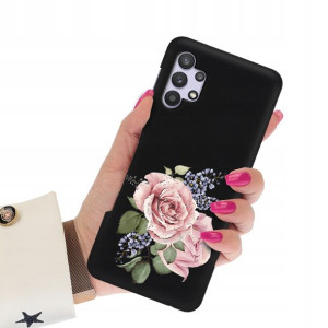 Etui Matowe CZARNY do SAMSUNG A32 5G Wiosna Wzory