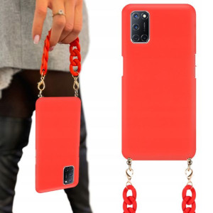 Etui Matowe Czerwone Łańcuszek BLINK do OPPO A52