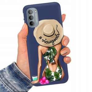 Etui Matowe Granat do MOTOROLA G41 4G Serial Wzory