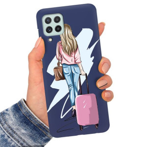 Etui Matowe Granat do SAMSUNG A22 4G Serial Wzory