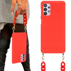 Etui Matowe Red BLINK do SAMSUNG M32 5G Łańcuszek