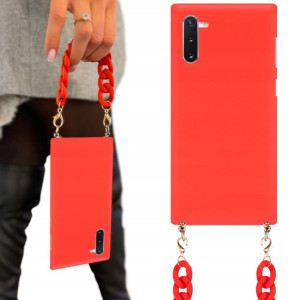 Etui Matowe Red BLINK do SAMSUNG NOTE 10 Łańcuszek