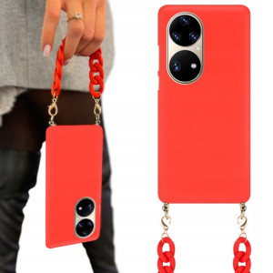 Etui Matowe Red Łańcuszek BLINK do HUAWEI P50 PRO