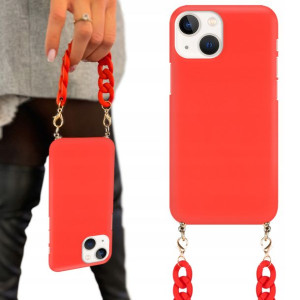 Etui Matowe Red Łańcuszek BLINK do IPHONE 13 MINI